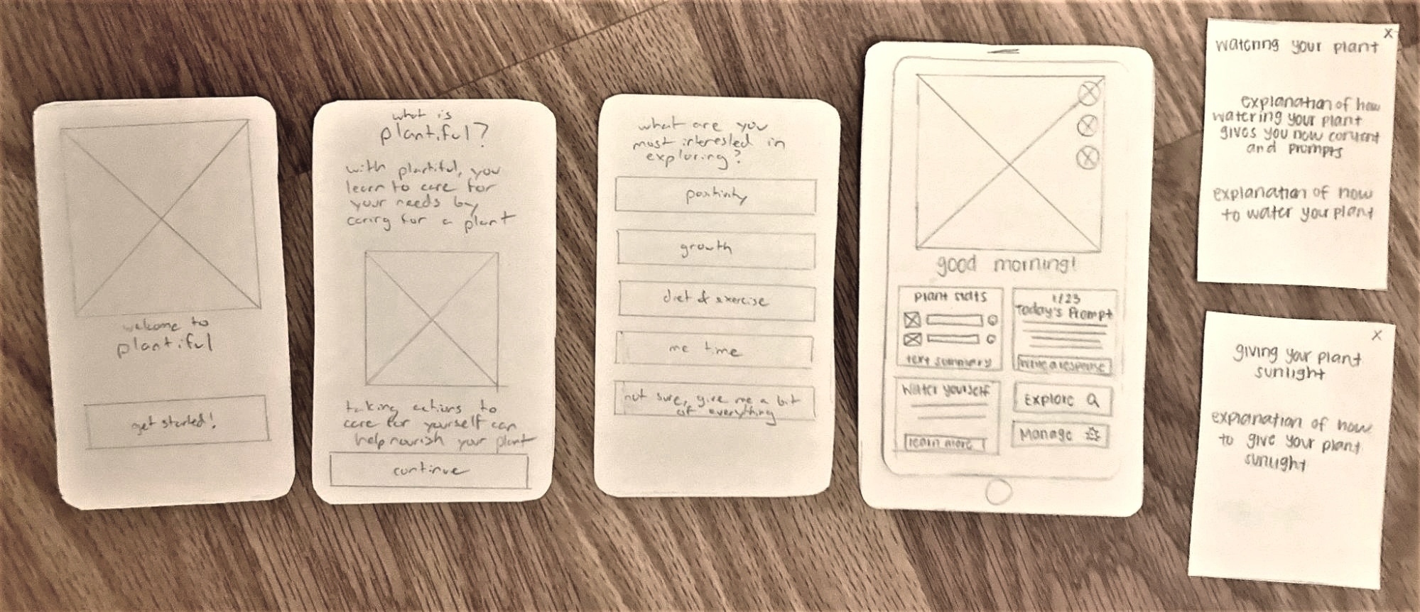 Plantiful app paper prototype
