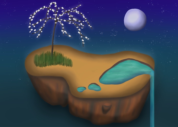 Digital drawing of desert sunset