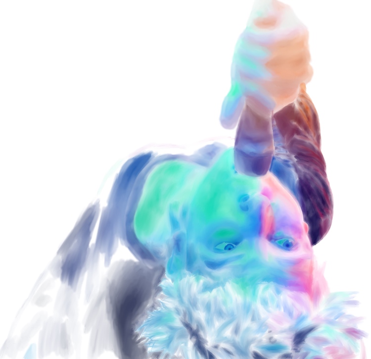Incomplete digital painting of a singer