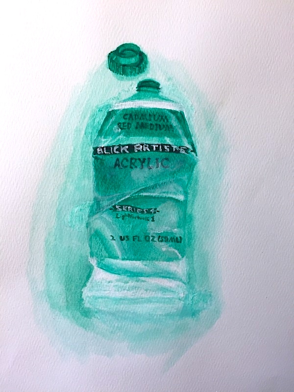 Painting of a green paint tube