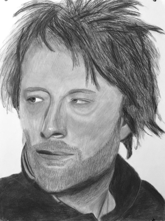 Charcoal drawing of Thom Yorke